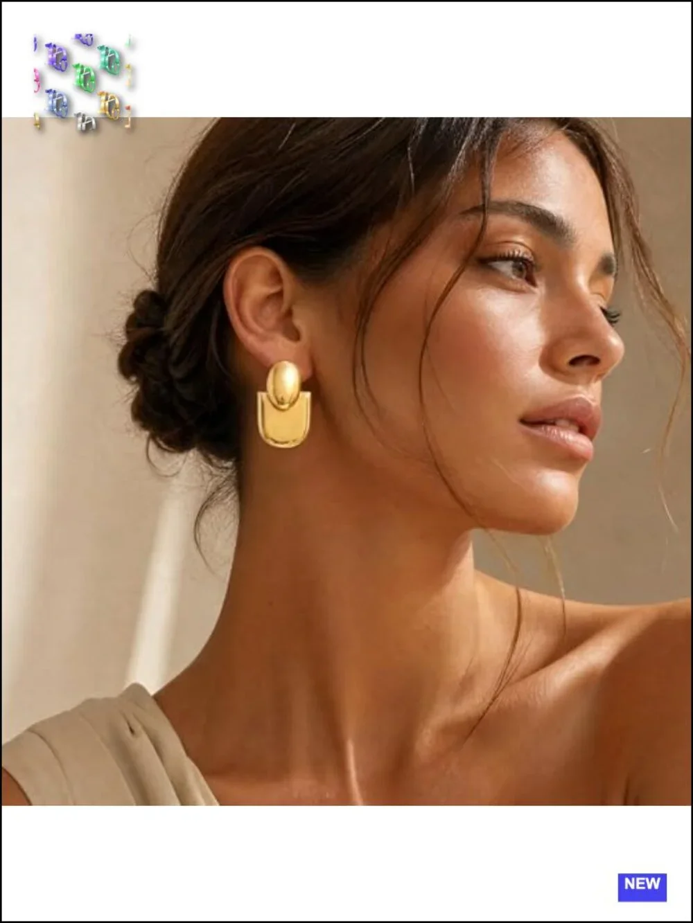 Chunky Gold Drop Dangle Earrings 14K Gold Plated Geometric Statement